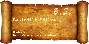 Babirák Sára névjegykártya
